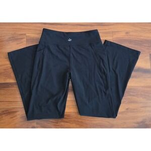 Yogipace Womens Black High Waisted Flare Yoga Pants Side Pockets Size M Medium